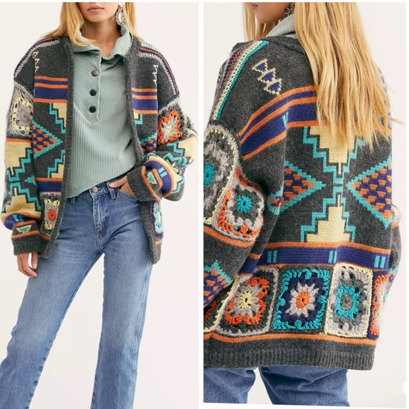 Free People Sweaters - Free people grey boho style knit cardigan sweater